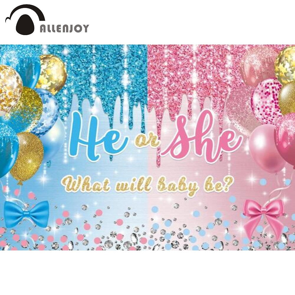 Gender Reveal Baby Shower Background Birthday Party Blue Pink Glitter Diamonds Gold Newborn Photography Props Backdrop 