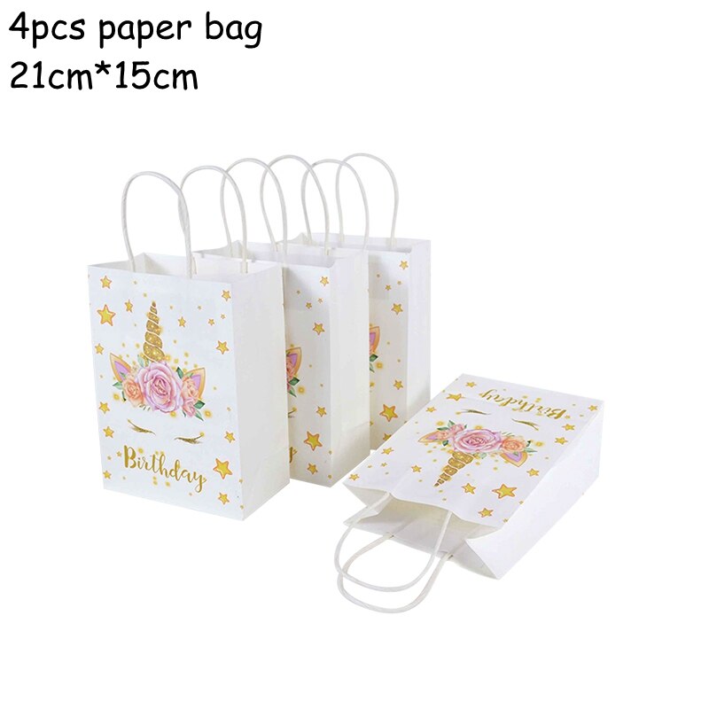 Unicorn Theme Party Paper Gift Bags Popcorn Cookie Candy Bag Box Kids Birthday Decoration Wedding Baby Shower Supplies 