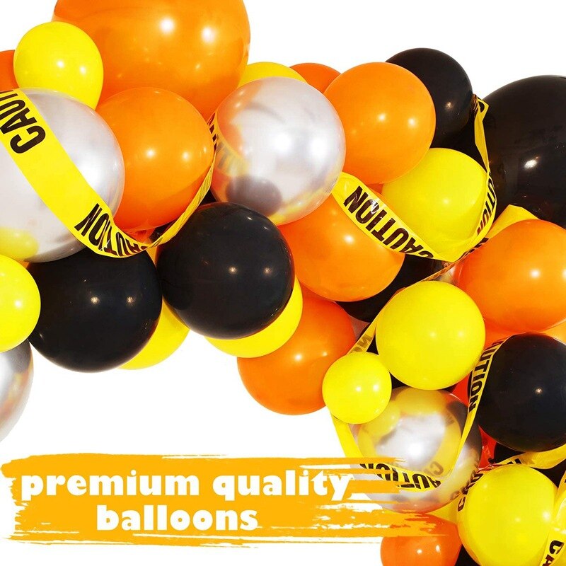 Orange Black Latex Balloon Set Party Garland Decoration Kids Engineering Construction Theme Birthday Supplies Inflatable Decorations