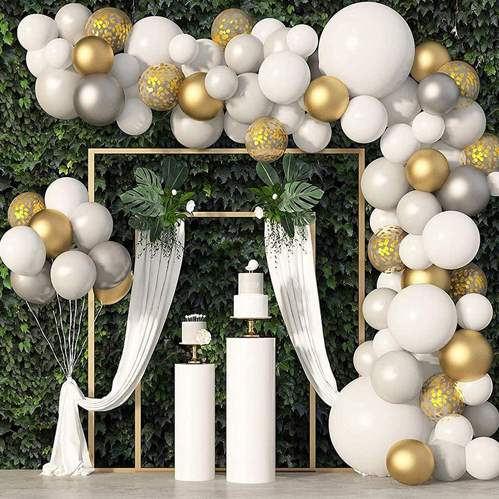 pcs White Metal Gold Latex Balloons Garland Arch Kit Wedding Birthday Party Decorations Baby Shower Decoration Globos Inflatable