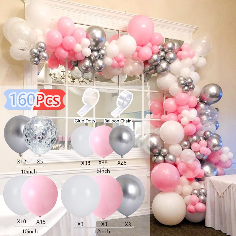 Balloons Arch Set Pink White Green Baloon Garland Baby Baptism Shower Balloon Kit Birthday Party Wedding Decoration 