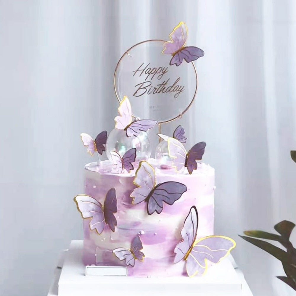 Butterfly Cake Topped Happy Birthday Decorating Supplies Baby Shower Wedding Party Decorations 