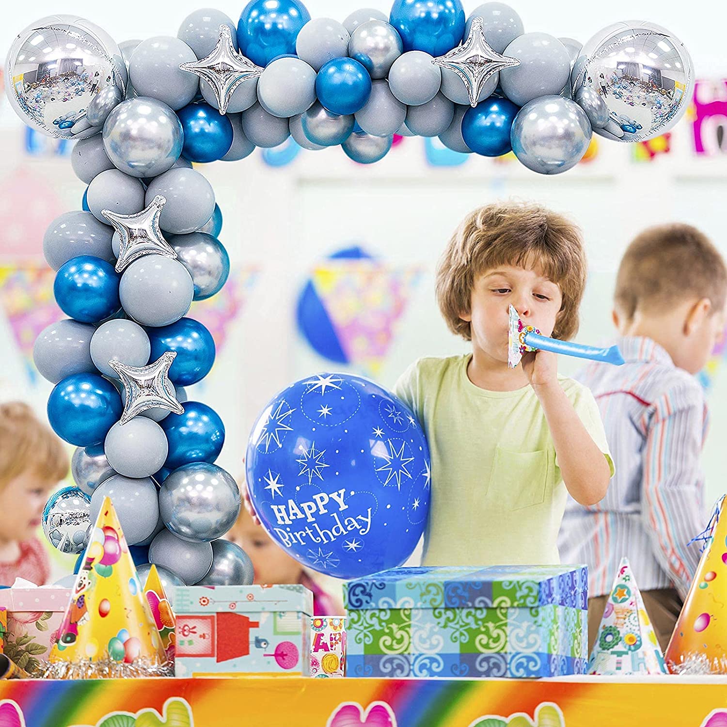 pcs Blue Silver grey Balloon DIY Garland Kit Wedding Baby Shower Girls Birthday Party Decorations Supplies Inflatable