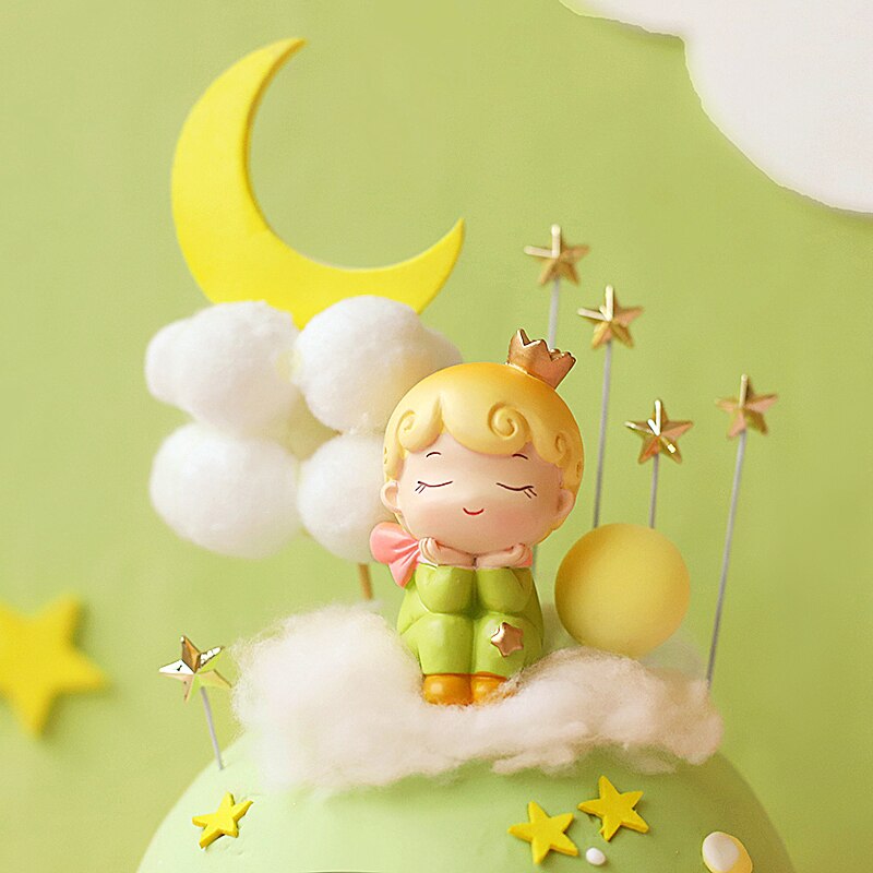 Prince Princess Cake Decoration Happy Birthday Boy Girl Topper Resin Star Moon Child Like Decorate Party Gift 