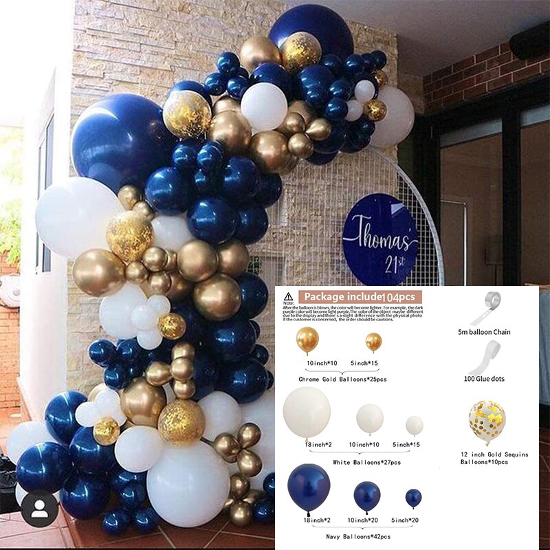 Pcs/ Pcs Navy Blue Garland Arch Balloons Wedding Decoration Birthday Baby Shower Party Decor Globo Gold Confetti Balloon Inflatable Decorations