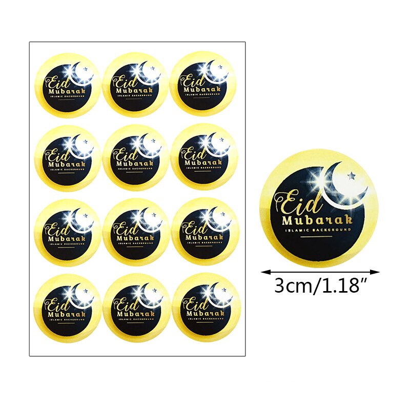 pcs Eid Mubarak Paper Sticker Ramadan Gift Packaging Seal Label Islamic Muslim Festival Party Decoration Supplies 