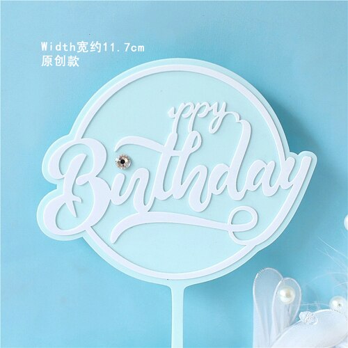 New Acrylic Diamond Happy Birthday Cake Topper Dessert Decoration Party Baby Shower Gift 