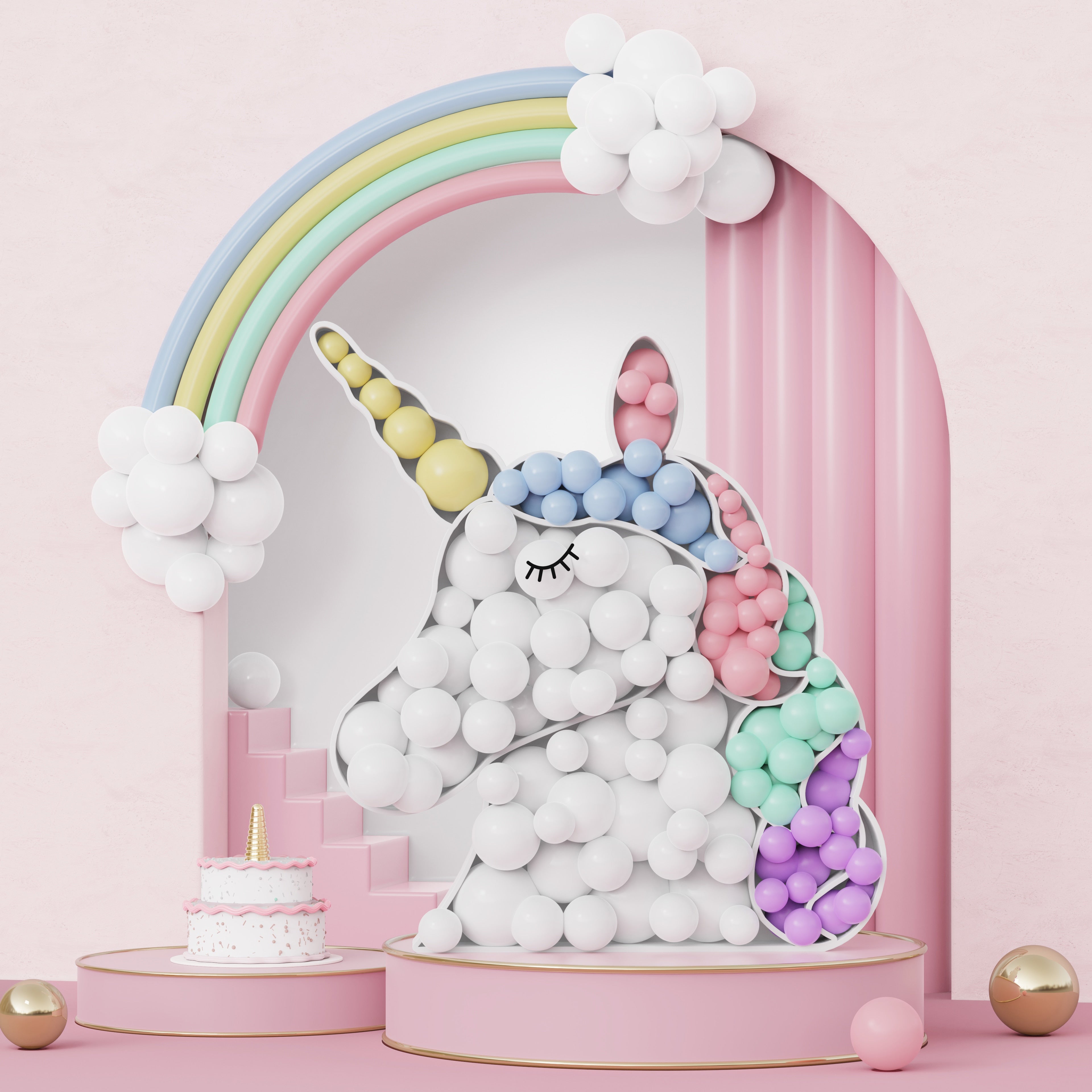 Set DIY Unicorn Shape Balloon Filling Frame Box Party Decorations Baby Shower Softy Macaron Garland Inflatable