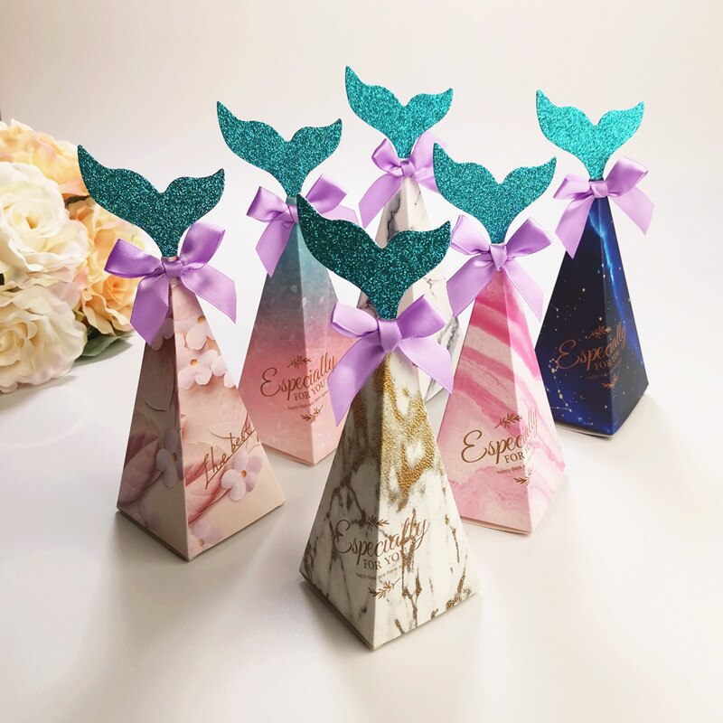 pcs Mermaid Party Gift Box Kraft Paper Bags Candy Cookie Packaging Wedding Birthday Decoration Baby Shower Supplies 