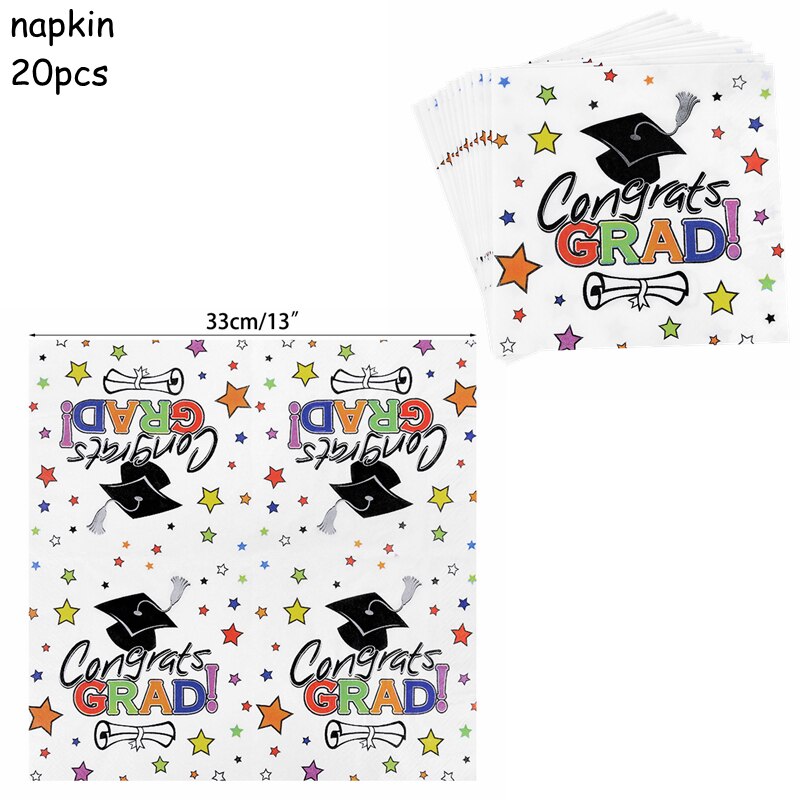 Graduation Party Disposable Tableware Congrats Grad Paper Plate Cup Napkin Set Class Supplies 