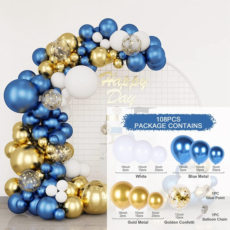 Blue Macaron Balloon Garland Arch Kit Birthday Party Decor Foil Latex Ballon Wedding Baby Shower Kids Baloon Inflatable Decorations