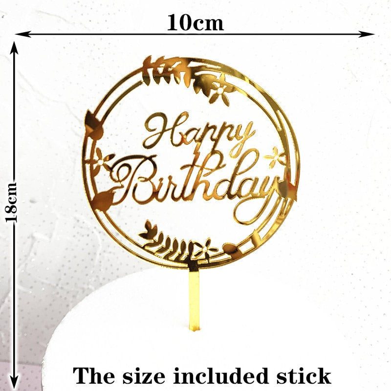 Happy Birthday Cake Topper Acrylic Letter Toppers Party Supplies Black Decorations Boy Designs 