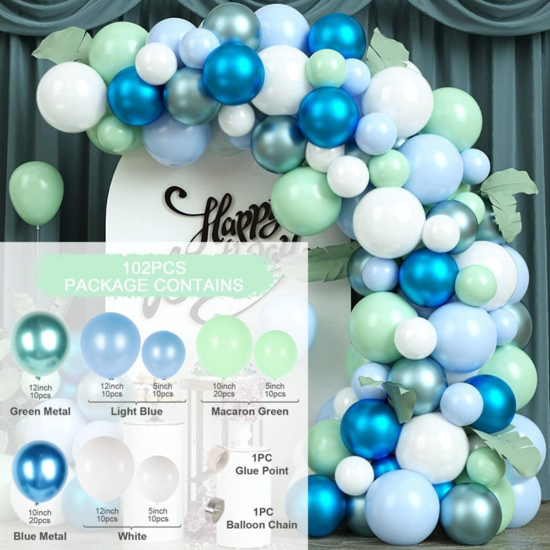 Blue Macaron Balloon Garland Arch Kit Birthday Party Decor Foil Latex Ballon Wedding Baby Shower Kids Baloon Inflatable Decorations