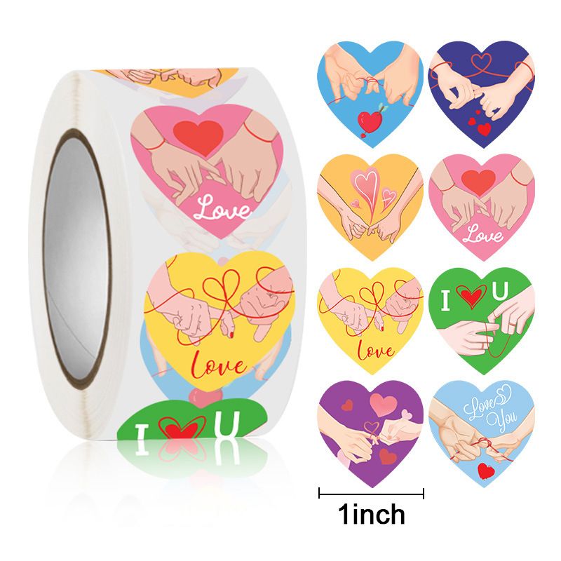 pcs Colorful Heart Paper Stickers Self-adhesive Sealing Wedding Party Valentine's Gifts Bag Packaging Supplies 