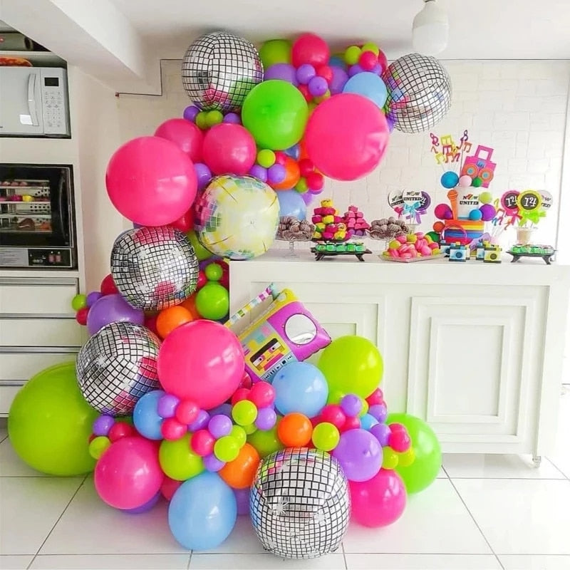 Back Theme Balloon Garland Arch Kit Backdrop Decoration Disco Radio Foil Ballon Retro Carnival Party Supplies Inflatable Decorations