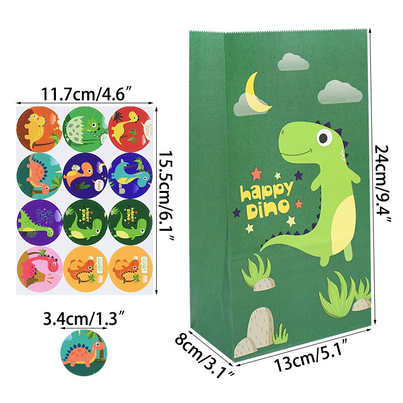 pcs Cute Dinosaur Packaging Bags Kids Birthday Party Gift Bag Paper Candy Favor Boxes Sticker Dino Decor 