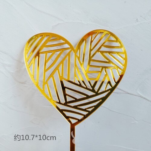 Happy Birthday Acrylic Cake Topper Love Heart Gold Wedding Valentine Anniversary Party Decorations Gift 