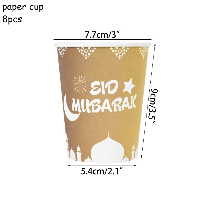 Eid Mubarak Disposable Tableware Gold Black Paper Plate Cup Napkin Ramadan Decoration Islamic Muslim Party Supplies 