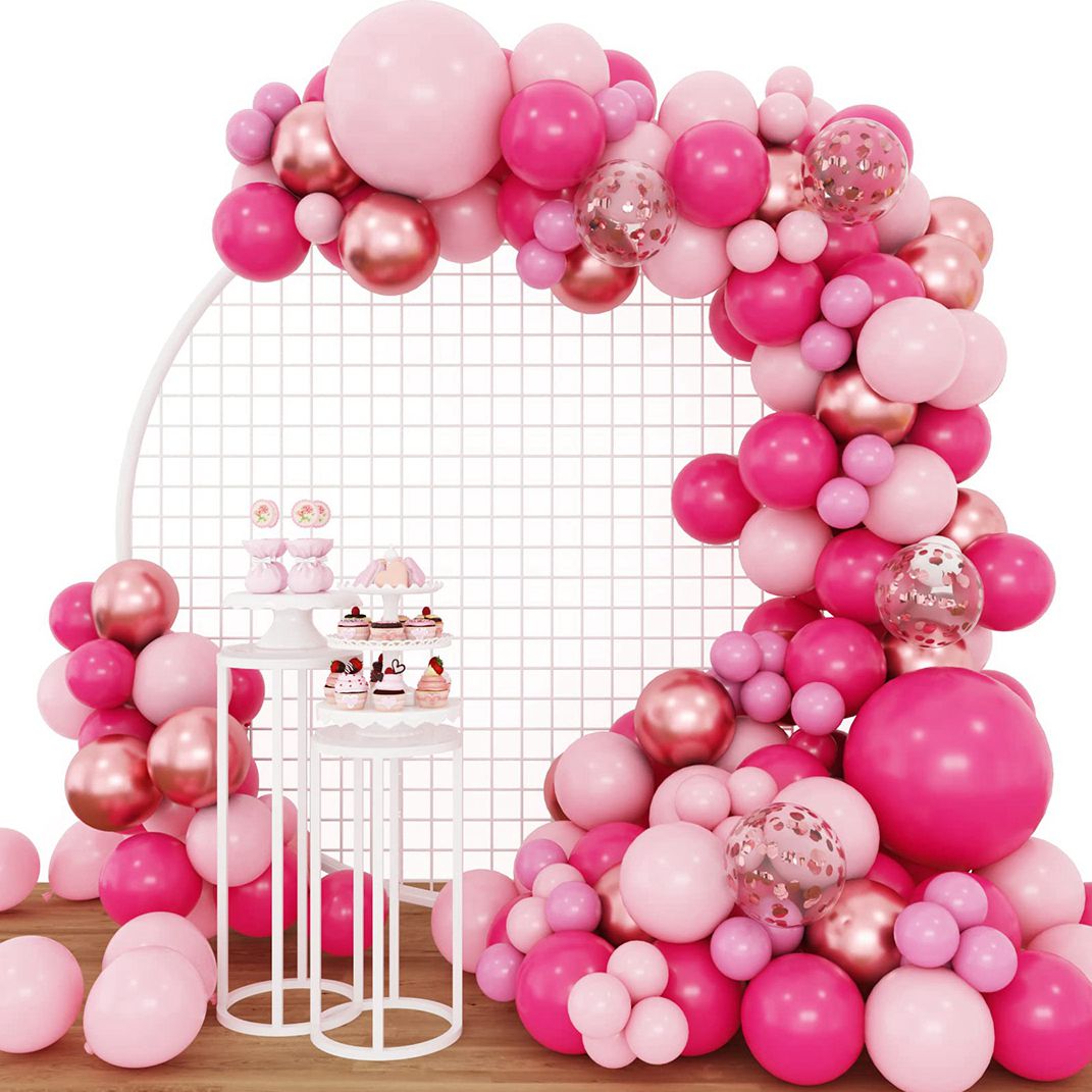 Pink Macaron Metal Balloon Garland Arch Wedding Supplies Birthday Party Decortions Kids Foil Baby Shower Inflatable Decorations