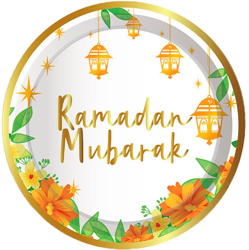 Gold Ramadan Mubarak Party Decoration Disposable Tableware Dinner Plate Cup Tissue Set Festival Arrangement 