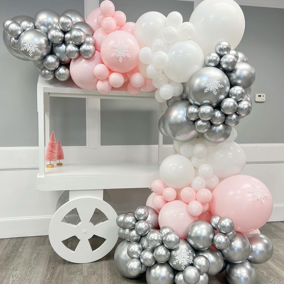 pcs/Set Silver Chrome Pink White Balloon Garland Arch Kit Baby Shower Birthday Party Decorations Backdrop Supplies Globos Inflatable