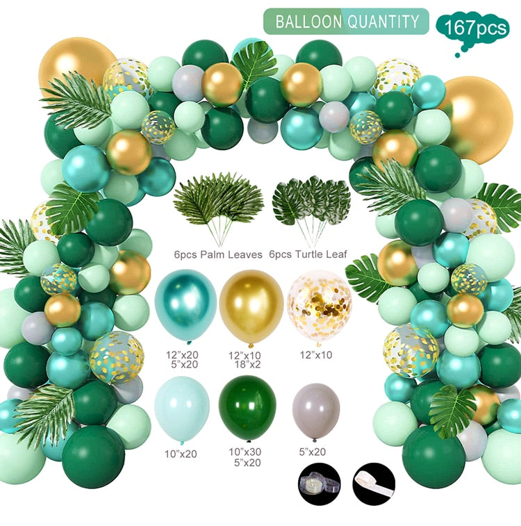 Macaron Green Balloon Garland Arch Kit Wedding Ballon Birthday Party Decor Kids Jungle Safari Theme Baby Shower Inflatable Decorations