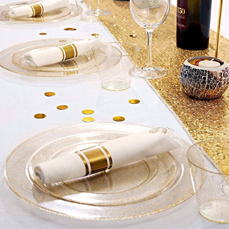 pcs Glitter Transparent Plastic Cup Gold Silver Sequins Drinks Wine Cups Wedding Birthday Party Decoration Home Festival 