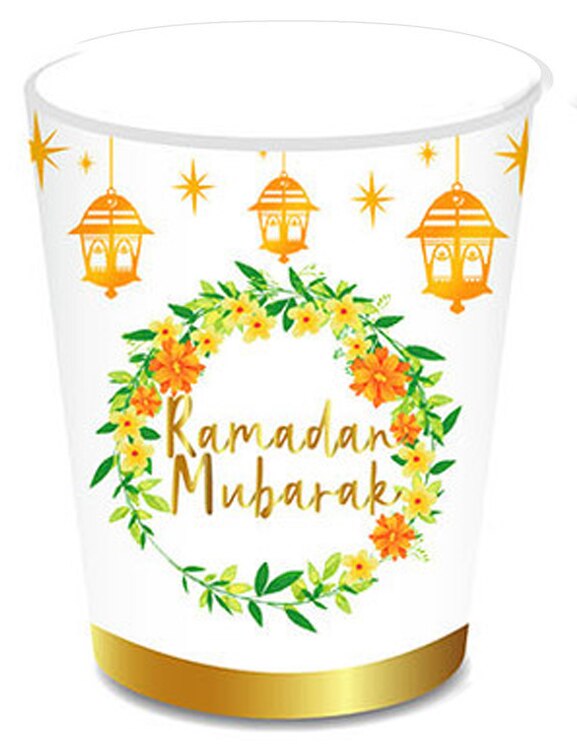 Gold Ramadan Mubarak Party Decoration Disposable Tableware Dinner Plate Cup Tissue Set Festival Arrangement 