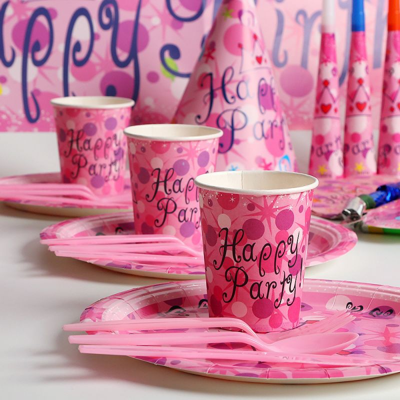 Girl Birthday Party Disposable Tableware Pink Paper Plate Napkin Cups for Kids Anniversary Decoration Baby Shower Gender Reveal PartyDecorHQ