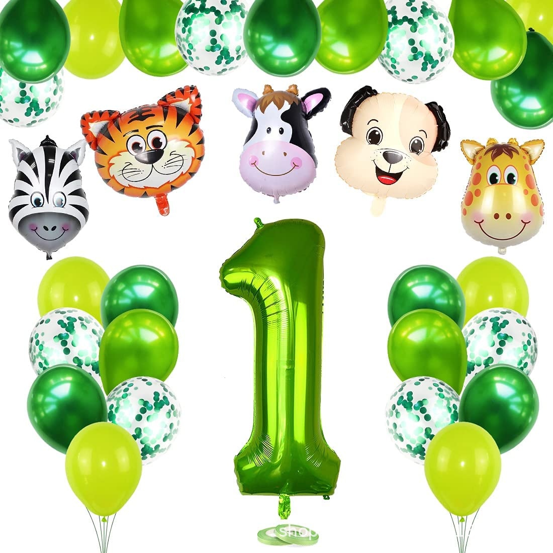 Jungle Animals Party Decoration Tiger Cow Zebra Number Foil Balloons Set Boys Birthday Baby Shower Supplies 