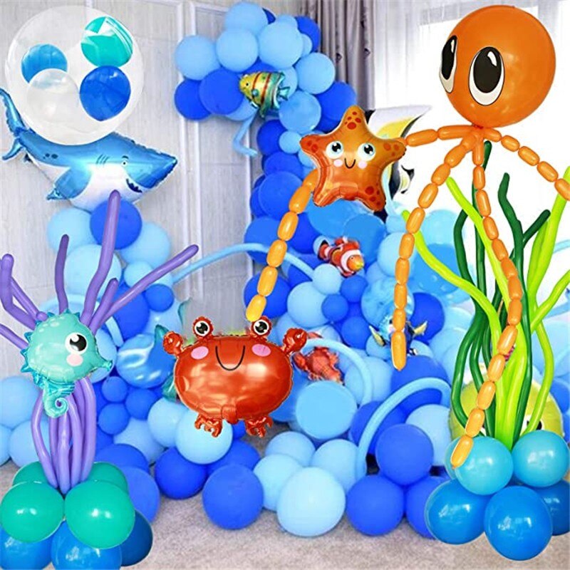 Pcs/Set Ocean World Birthday Party Decorations Balloons Garland Kit Octopus Foil Balloon Arch Kids Sea Decor Supplies Inflatable