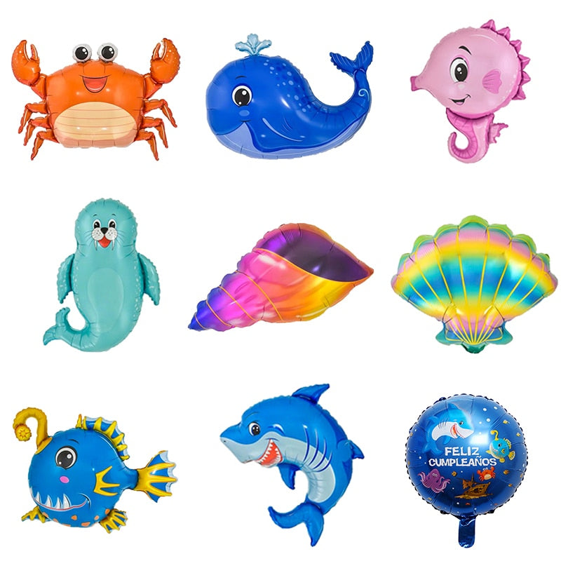 New Ocean Animals Foil Balloon Shark Whales Crab Helium Ballon Boy Birthday Party Decoration Kids Anniversary Gifts Baby Shower 