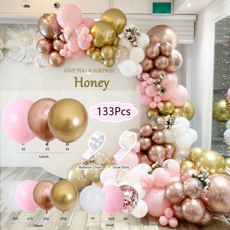 Balloon Arch Set Pink Blue White Confetti Garland Wedding Baby Baptism Shower Birthday Party Balloons Decoration Inflatable Decorations