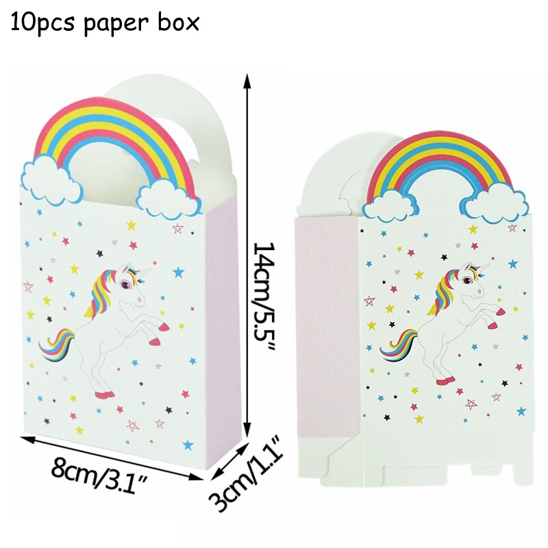 Unicorn Theme Party Paper Gift Bags Popcorn Cookie Candy Bag Box Kids Birthday Decoration Wedding Baby Shower Supplies 