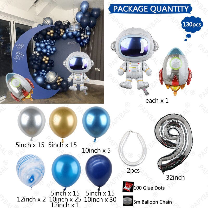 pcs Universe Outer Space Astronaut Rocket Galaxy Theme Latex Foil Balloons Garland Arch Kit Boy Birthday Party Decors Globos Inflatable Decorations