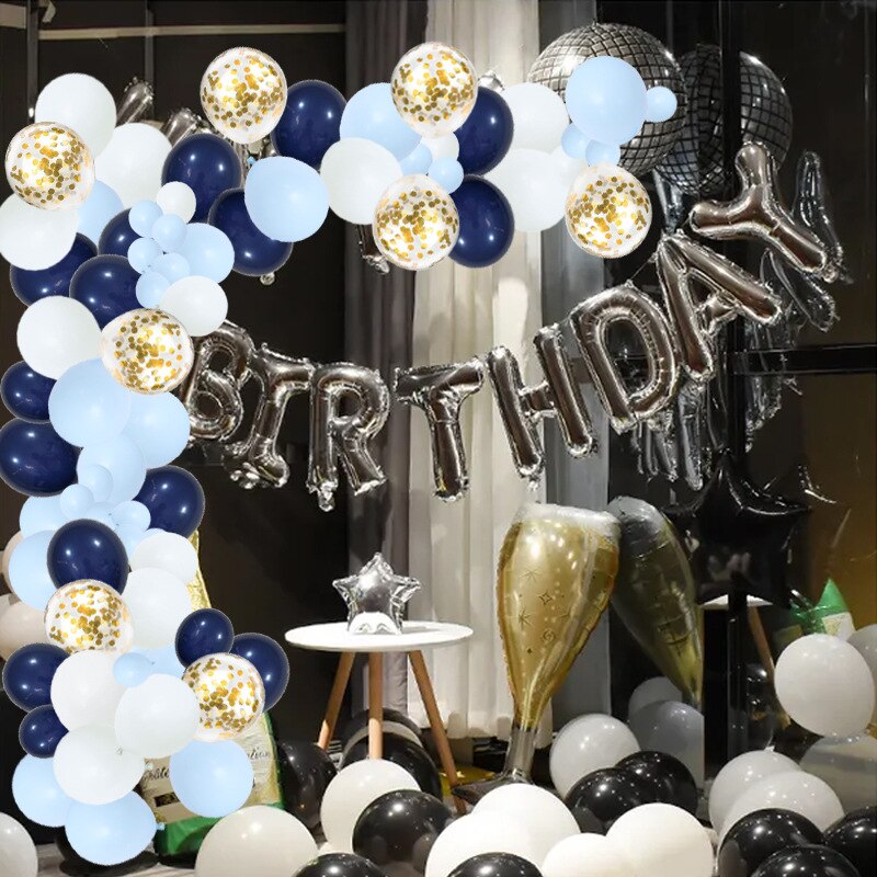 Blue Gold Latex Confetti Balloons Set Moon Crown Foil Balloon Boys st nd rd Birthday Baby Shower Party Decorations Inflatable