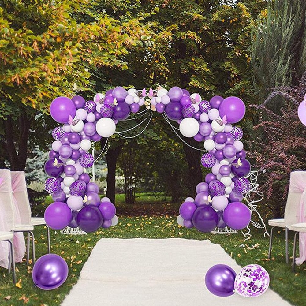 124pcs Wedding Balloons Garland Arch Kit White Purple Balloon Anniversary Gifts Birthday Party Decoration Festive Globes PartyDecorHQ