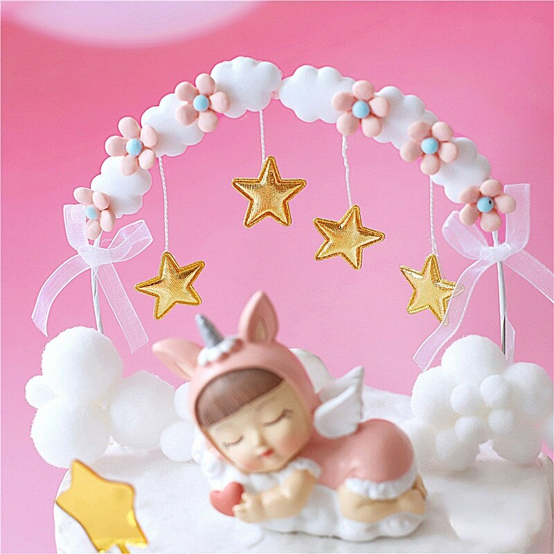 Stars Arches Unicorn Girl Cake Topper Birthday Party Decor Hairball Clouds Baking Supplies Baby Shower Dessert Love Gifts 