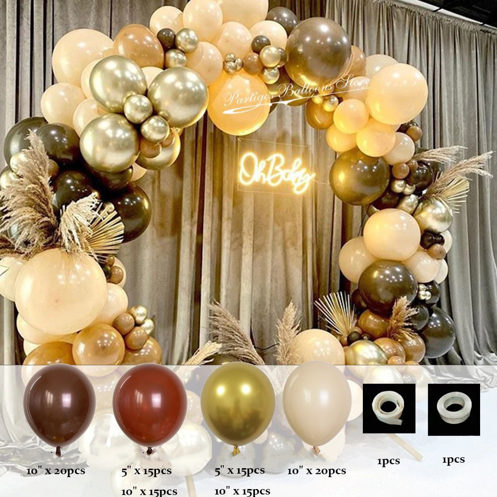 Retro Theme Balloon Garland Arch Kit Brown Set Birthday Party Celebration Activity Decoration Supplies Inflatable Decorations