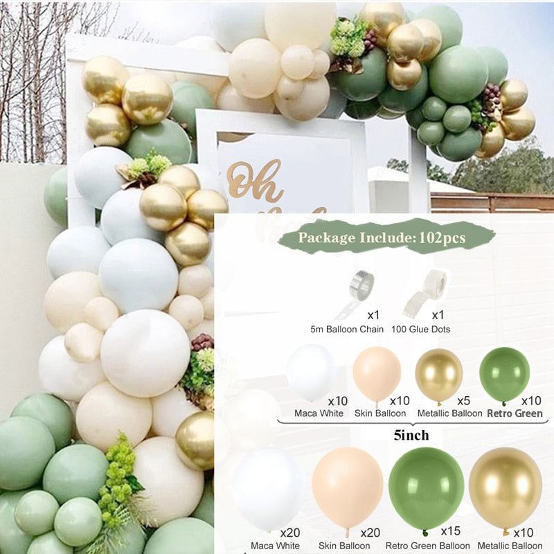 PCS Retro Bean Green Balloon Garland Arch Kit Sand White Latex Balloons Baby Shower Wedding Birthday Party Decoration Inflatable Decorations