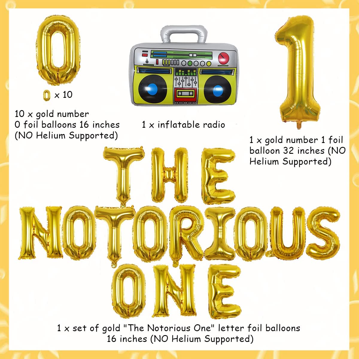 Radio Theme Baby st Birthday Party Decoration Notorious One Balloons Gold Chain Hip Hop Supplies 