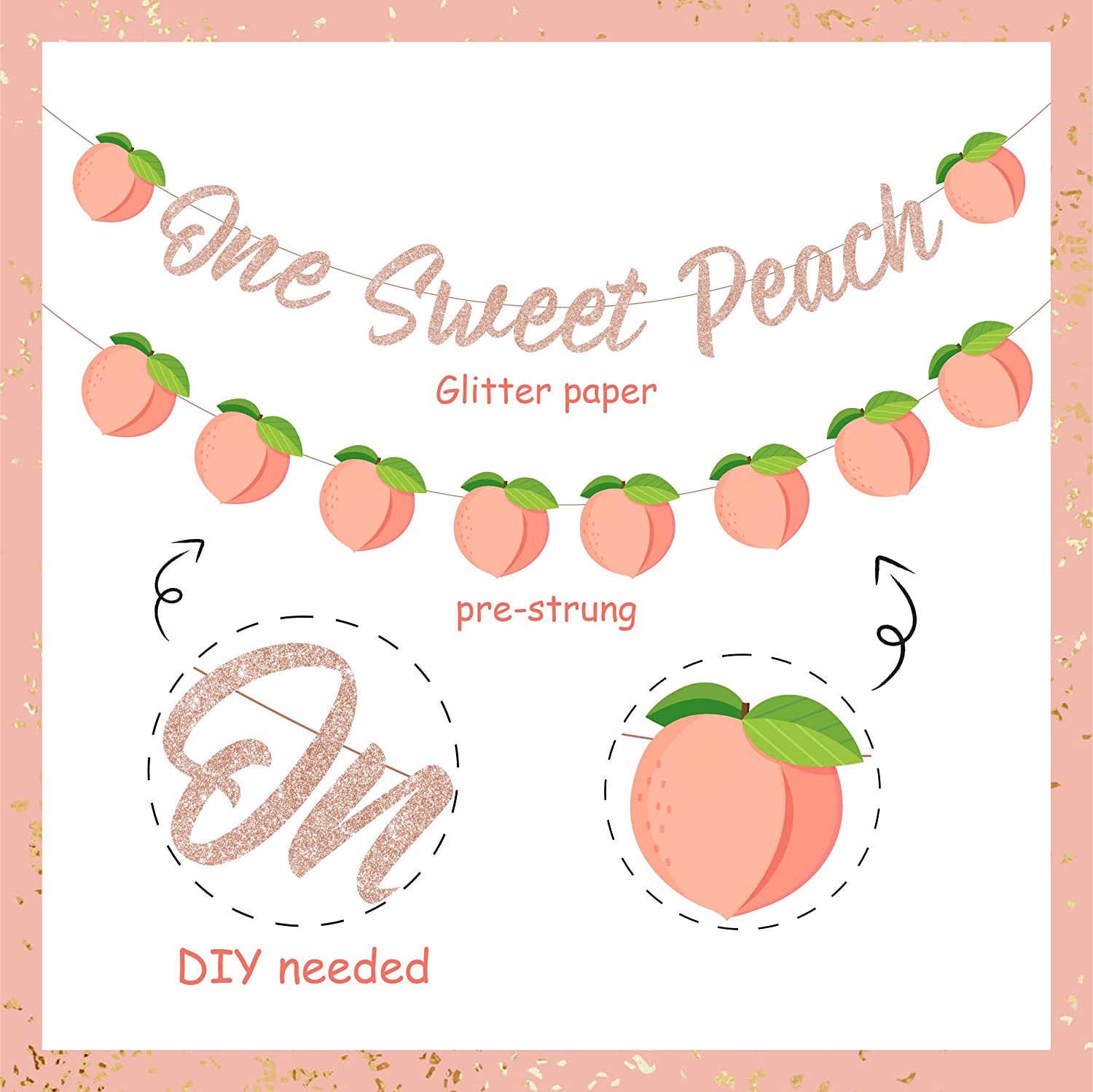 One Sweet Peach Banner st Birthday Party Decorations Girls Baby Shower Supplies Inflatable