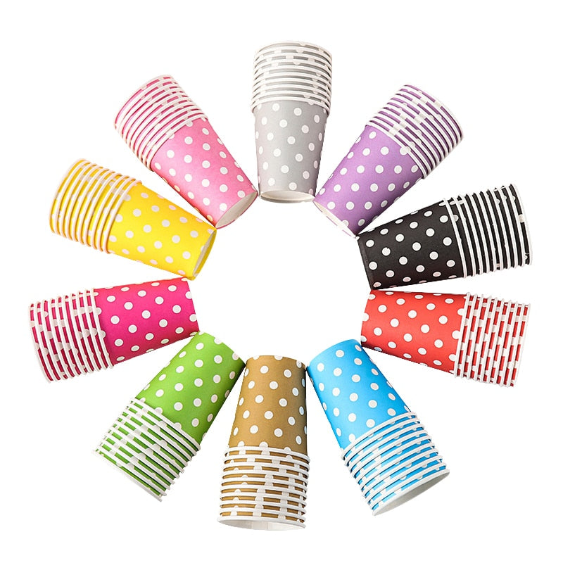 pcs Disposable Dot Pattern Paper Cup Pink Black White Drinks Wine Cups Wedding Birthday Party Decoration Baby Shower Supplies 