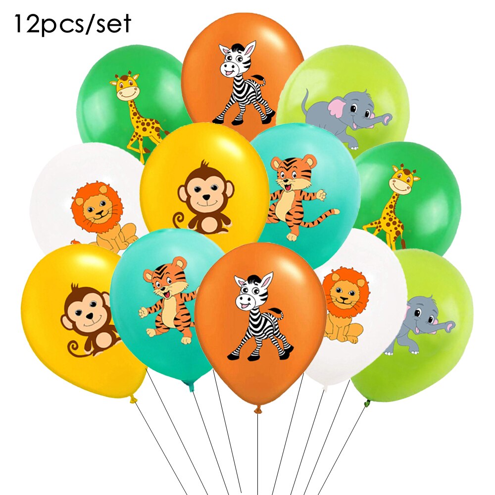 pcs Cartoon Animal Latex Balloon Monkey Lion Elephant Ballon Jungle Birthday Party Decoration Baby Shower Kids Gifts Globes 