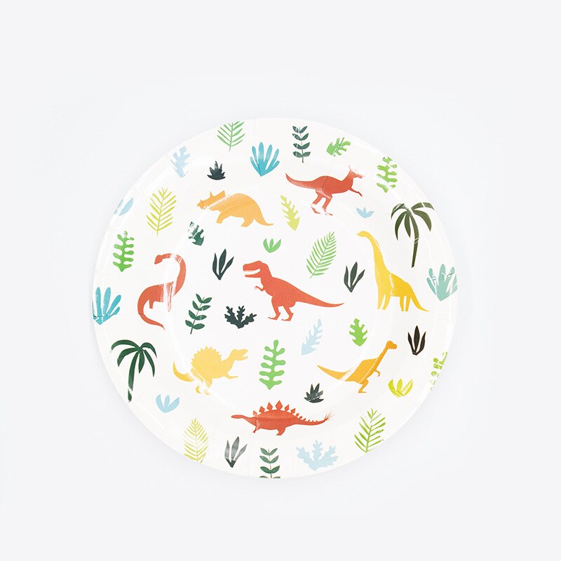 Dinosaur Theme Paper Plate Cup Set Children's Birthday Party Tableware Supplies Decoration 