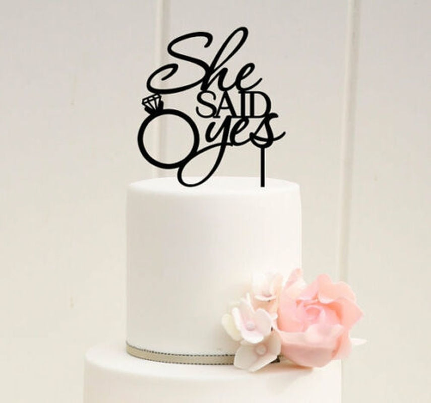 Said Yes Acrylic Cake Topper Wedding Engagement Anniversary Decoration Valentines Day Decorating Party Supplies 