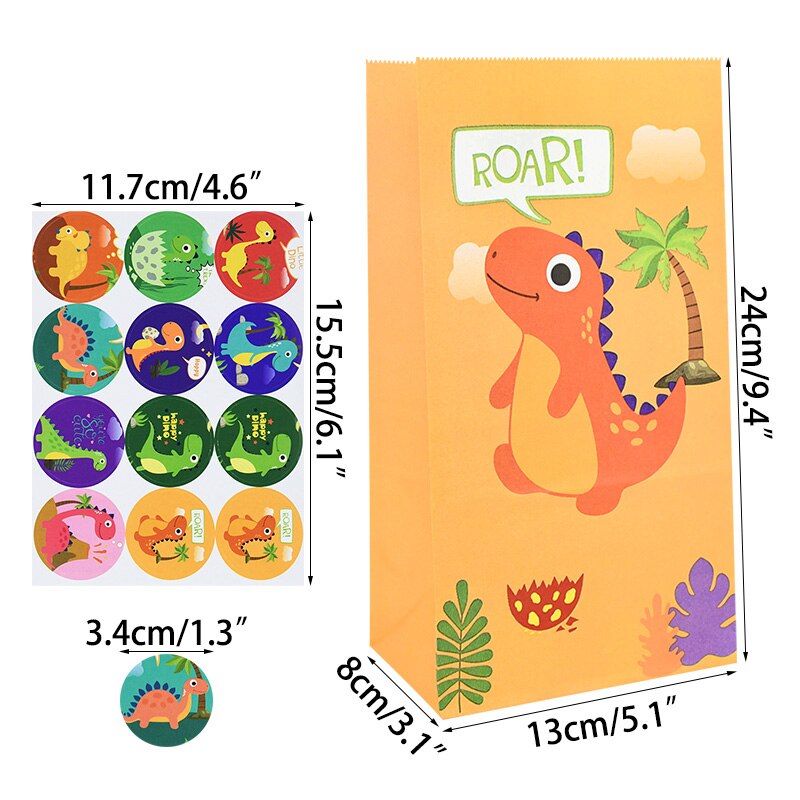 pcs Cute Dinosaur Packaging Bags Kids Birthday Party Gift Bag Paper Candy Favor Boxes Sticker Dino Decor 