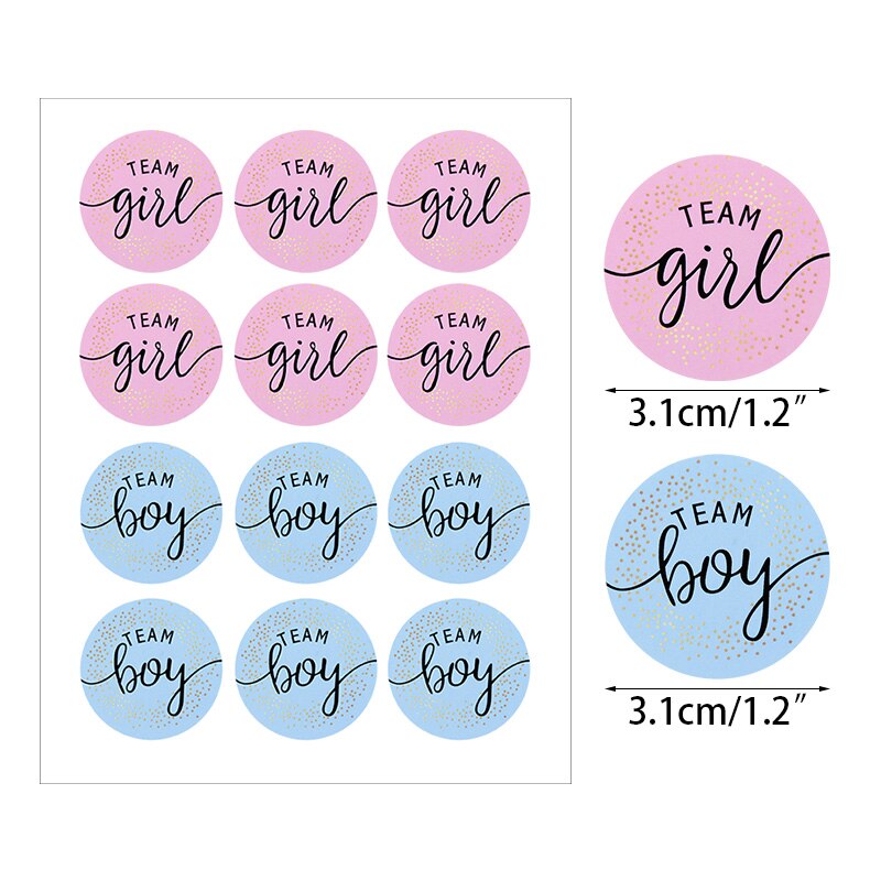 pcs Team Boy Girl Stickers Vote Sticker Gender Reveal Party Decoration Baby Shower Packaging Seal Labels 