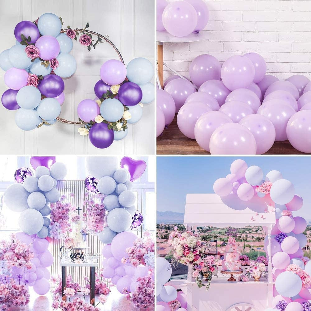 Purple Latex Balloons Set Silver Crown Heart Foil Girls Birthday Baby Shower Party Decorations Supplies 