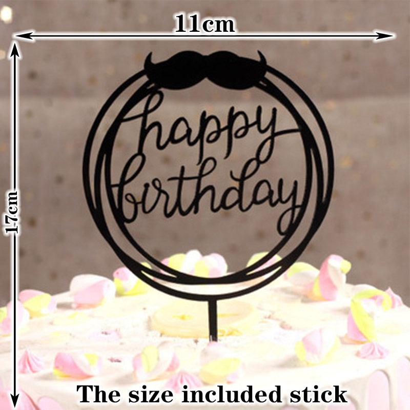 Happy Birthday Cake Topper Acrylic Letter Toppers Party Supplies Black Decorations Boy Designs 